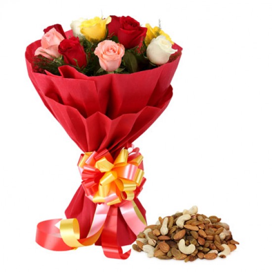 12 Mix Roses n Dry Fruits