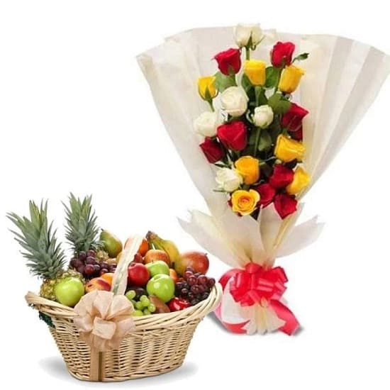 Deluxe Fruits N Flowers Combo