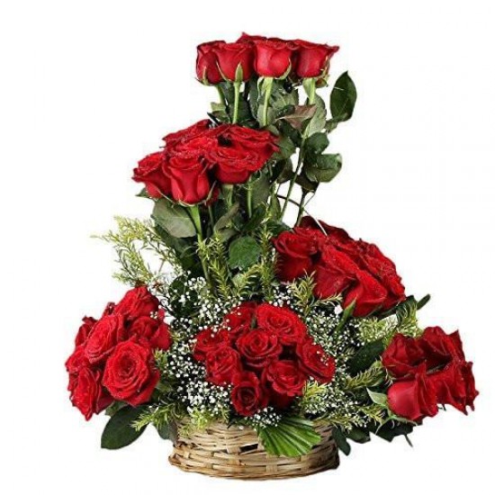Be Happy - 40 Roses With Basket Be Happy - 40 Roses With Basket