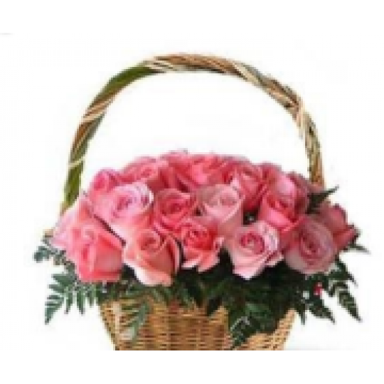 Elegant Basket Of Love - Pink Flower Wedding Bouquet