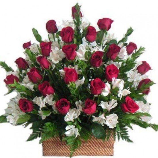 Elegant Red Roses Basket