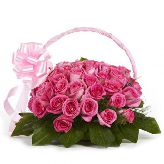 Pink Passion Basket - 20 Pink Roses