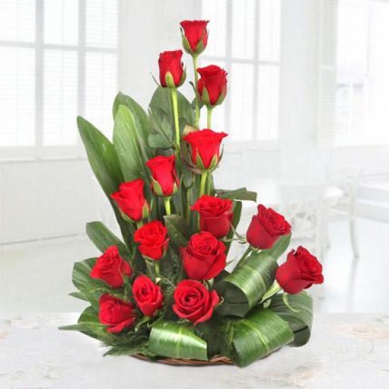 15 Red Roses Basket 15 Red Roses Basket