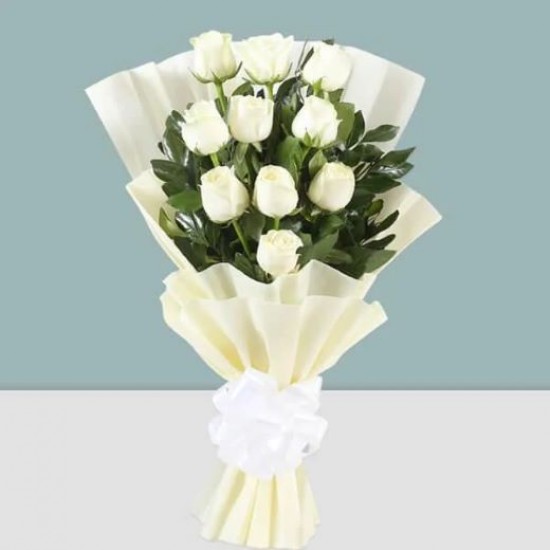 Peaceful Memory - White Rose Bouquet