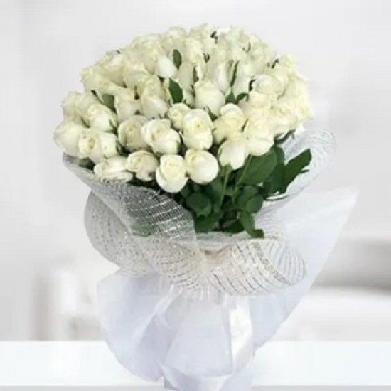 40 White Roses Bouquet