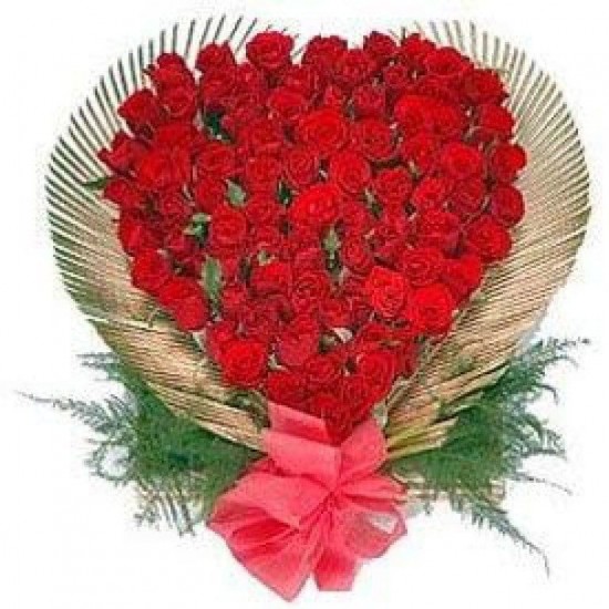 Heart-Shaped Arrangement With 50 Red Roses